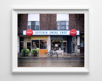 Toronto Photography - Dundas West Dufferin Smoke Shop Bicycle Art, Canadian Bike Art - Small and Large Wall Art Sizes Available