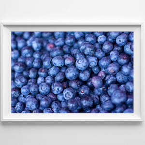 Blue Kitchen Decor Blueberries Food Photography Farmers Market Kitchen Art, Gifts for Foodies Small and Large Wall Art Prints Available image 1