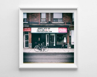 Toronto Street Photography The Steady Cafe on Bloor - Bike Art, Architecture Art - Multiple Sizes, Fits IKEA Ribba Frames - FREE SHIPPING