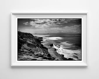 San Diego Black and White California Beach Photography - Mexico Coronado Islands From Point Loma - Small and Large Art Prints Available