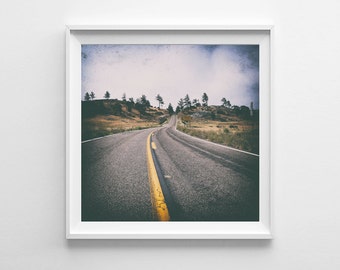 Wanderlust Travel Photography, Road Trip, California Sunrise Highway Square Art - Small Art Print and Large Wall Art Sizes Available