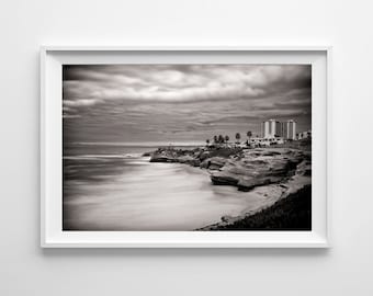 La Jolla San Diego Beach Home Decor - California Print, Black and White Landscape Photography - Small and Large Wall Art Prints Available