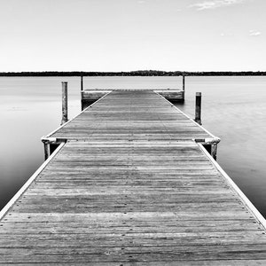 Minnesota Art Lake Bemidji Dock Black and White Beach Home Decor Framed and Oversized Art Print Sizes Available image 2