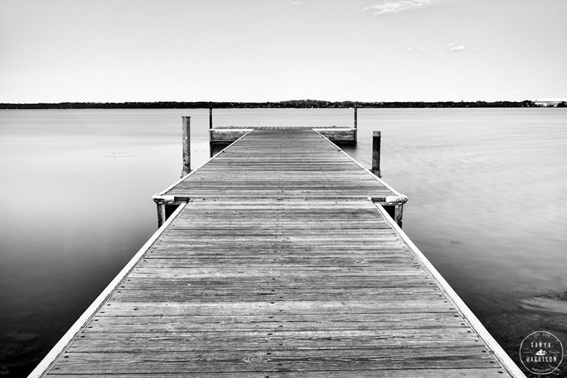 Minnesota Art Lake Bemidji Dock Black and White Beach Home Decor Framed and Oversized Art Print Sizes Available image 2