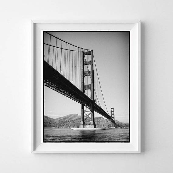 Golden Gate Bridge Vertical Wall Art - San Francisco California Black and White Photography - Small and Large Wall Art Prints Available
