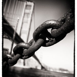 Golden Gate Bridge and Rusty Chain Black and White San Francisco Art Print, Vertical Wall Art Fine Art Print FREE SHIPPING image 2