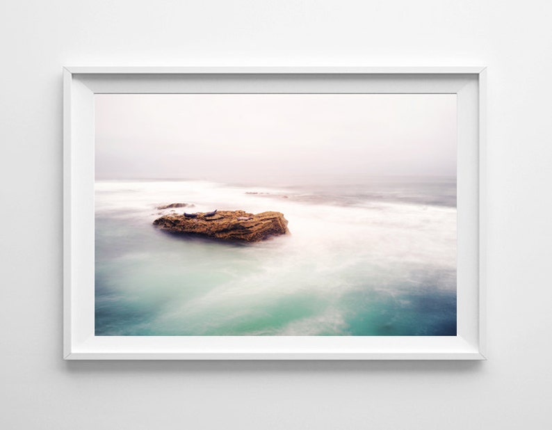 San Diego California Ocean Decor La Jolla Pacific Ocean Seals Minimalist Art, Beach Home Decor Small and Large Art Prints Available image 1