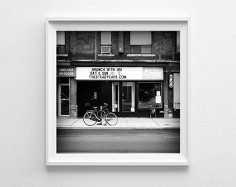 Toronto Street Photography - Bike Art, Architecture Art - The Steady Cafe on Bloor - Multiple Sizes, Fits IKEA Ribba Frames - FREE SHIPPING