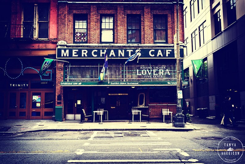 Washington State Seattle Photography Seattle Art Pioneer Square Merchants Caf\u00e9 Restaurant Small and Large Wall Art Prints Available