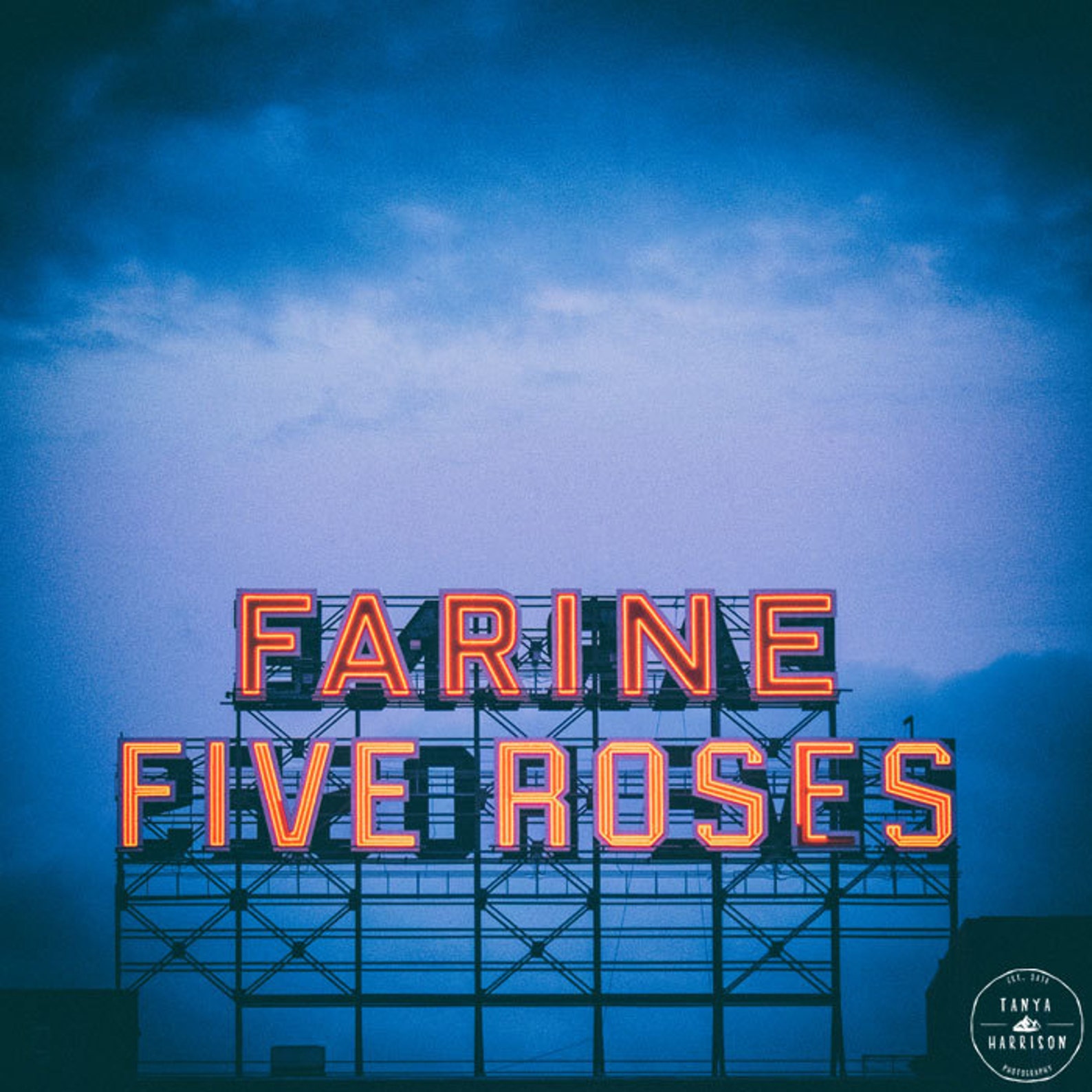 Five Roses Blue Montreal Art Farine Five Roses Blue Wall Art Blue Home Decor, City Art ...