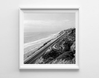 San Diego Beach Decor - Torrey Pines Black and White Film Photography - Fits IKEA Ribba Frames