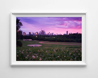 Toronto Skyline From Riverside Park - Toronto Photography, CN Tower, Purple Wall Art - Small and Oversized Art Prints Available