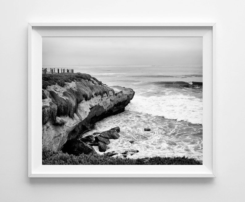 California Beach Art La Jolla Black and White Beach Decor Etsy