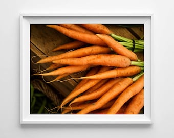 Carrots Food Art - Orange Kitchen Decor, Food Photography Kitchen Art, Farmers Market Restaurant Decor - Large Wall Art Prints Available