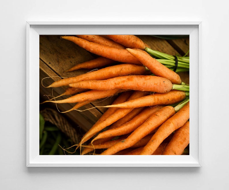 Carrots Food Art Orange Kitchen Decor, Food Photography Kitchen Art, Farmers Market Restaurant Decor Large Wall Art Prints Available image 1