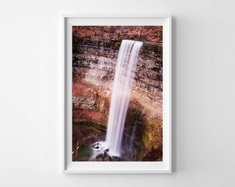 Waterfall Art Hamilton Ontario Vertical Wall Art - Fall Decor, Autumn Decor, Tew's Falls Landscape Print - Oversized Art Prints Available