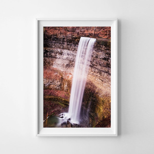 Waterfall Art Hamilton Ontario Vertical Wall Art - Fall Decor, Autumn Decor, Tew's Falls Landscape Print - Oversized Art Prints Available