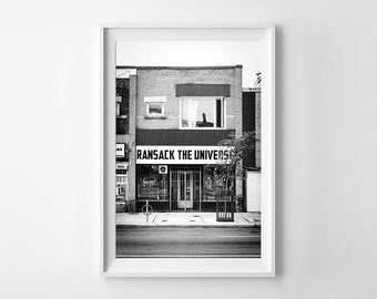 Toronto Black and White Street Photography - Ransack the Universe Weird Art, Bloor Street Vertical Wall Art - Small or Large Wall Art Prints