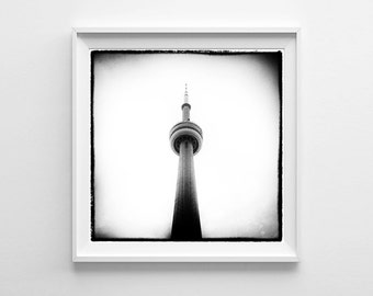 Toronto Art - CN Tower Canadian Black and White Square Wall Art - Multiple Sizes Available, Fits IKEA Ribba Frames