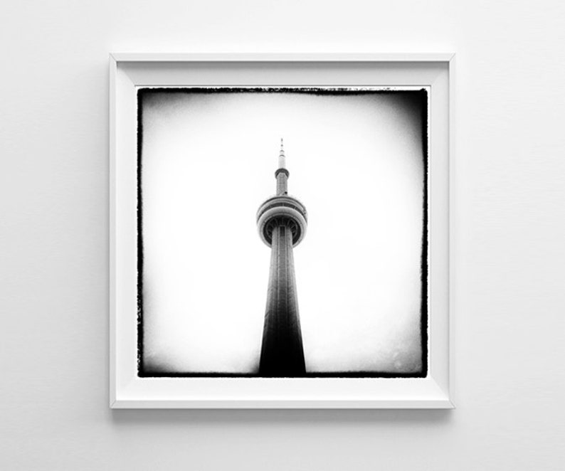 Toronto Art CN Tower Canadian Black and White Square Wall Art Multiple Sizes Available, Fits IKEA Ribba Frames image 1