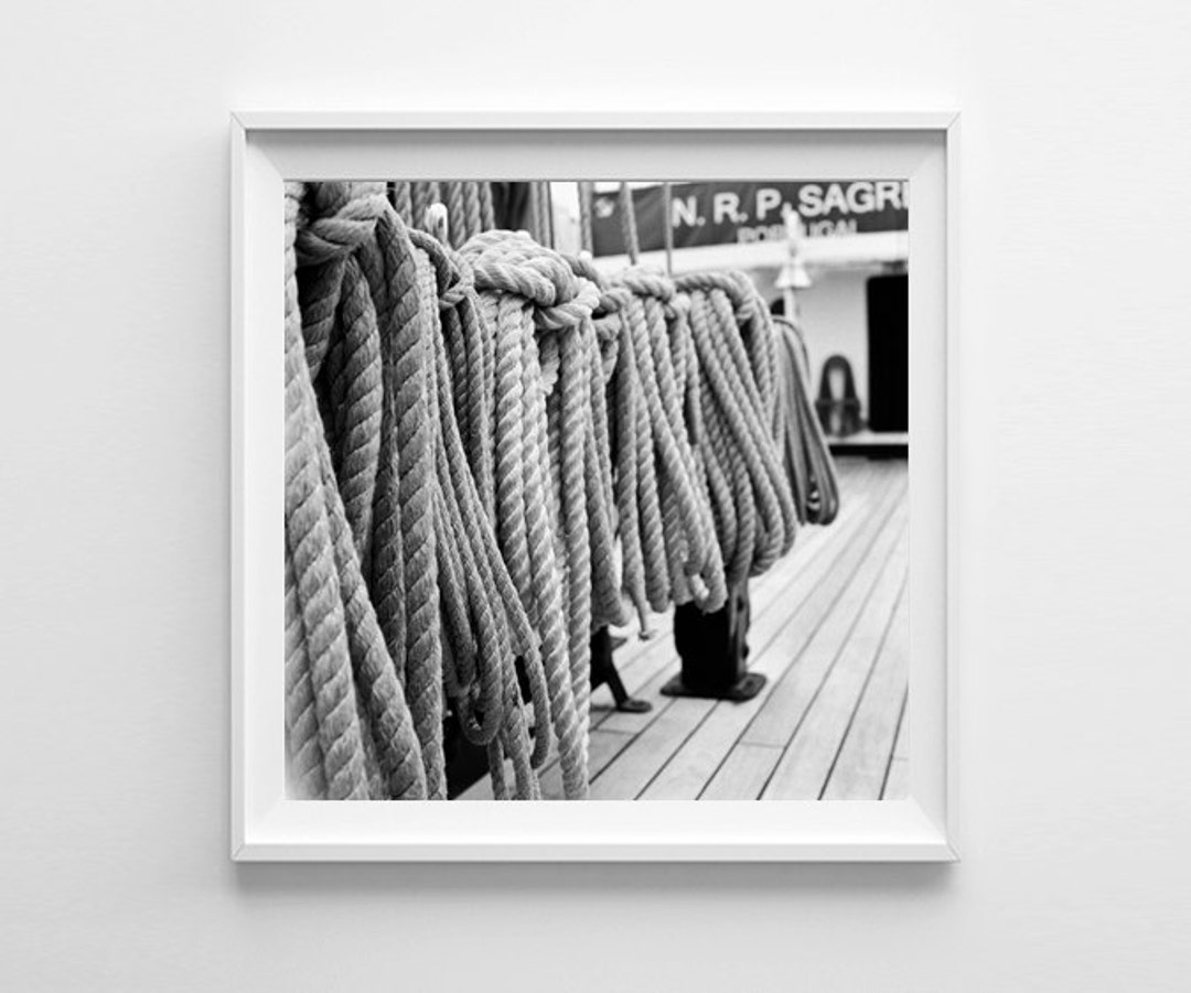 Nautical Decor Tall Ship Ropes Black and White Film Photograph San