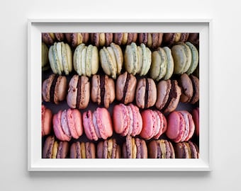 Colorful Kitchen Decor French Macarons Food Photography, Kitchen Art, Restaurant Decor, Easter Decor - Oversized Art Prints Available