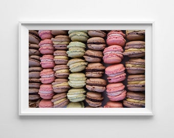 Kitchen Wall Decor - French Macarons Food Photography, Colorful Kitchen Decor, Food Art Gifts for Foodies - Oversized Art Prints Available