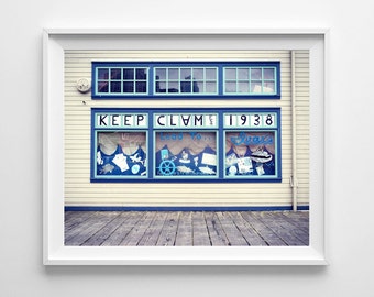 Seattle Waterfront - Ivar's Keep Clam Nautical Art - Washington State Retro Art Print - Small and Large Wall Art Prints Available