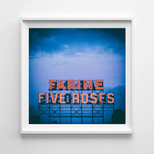 Montreal Art Farine Five Roses Blue Wall Art - Blue Home Decor, City Art - Small and Oversized Art Prints Available, Fits IKEA Ribba Frames