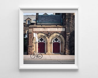 Toronto Bloor Street United Church Street Photography - City Art, Architecture Art - Multiple Sizes, Fits IKEA Ribba Frames - FREE SHIPPING