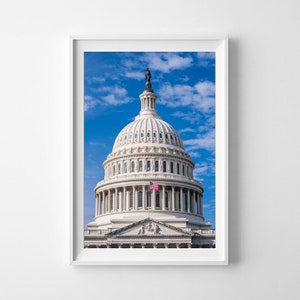 Capitol Building Washington DC Vertical Wall Art with American Flag Patriotic Art, American Wall Art FREE SHIPPING image 1