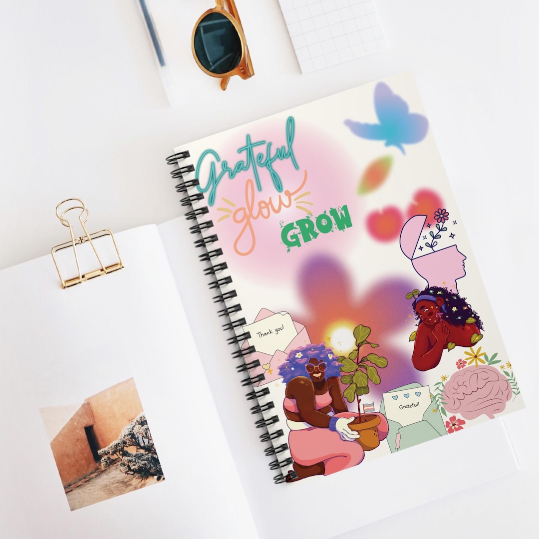 Grateful Glow Spiral Notebook - Colorful Ruled Line Journal, Jotter ...