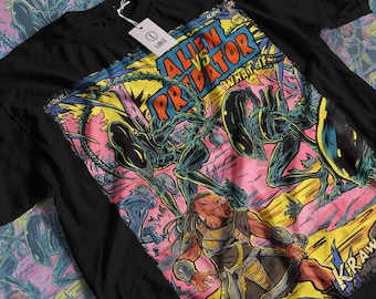 Camiseta Alien Vs Predator: Camiseta gráfica vintage de ciencia ficción y terror