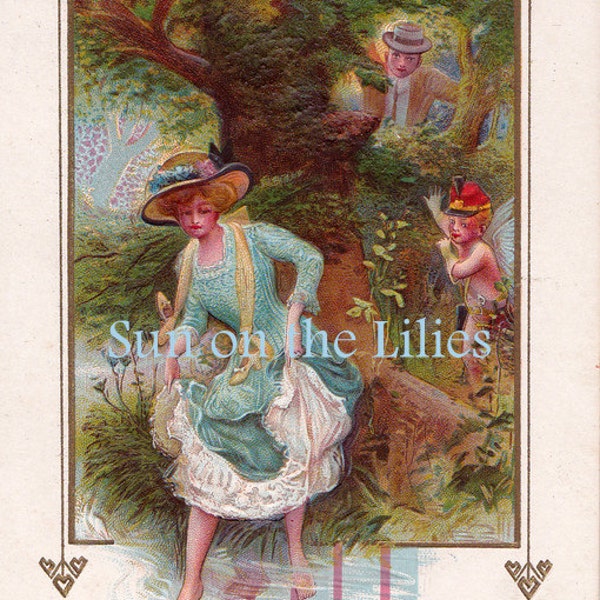 Digital Download ~ Victorian Valentine Postcard ~ Cupid's Military Tactics