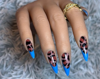 Bold Leopard Print Long Stiletto Press-On Nails ~ w/ Reusable Nail Kit  | Thee Finish Touch