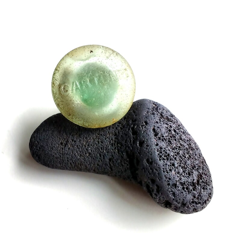 Glass bottle stopper from Gartons HP Sauce genuine sea glass Etsy