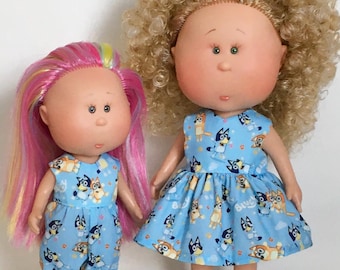 Matching clothes for Nines d O’nil 9” Little Mia Bubble Romper or 12” Mia / Pippa dolls Dress BLUEY Theme