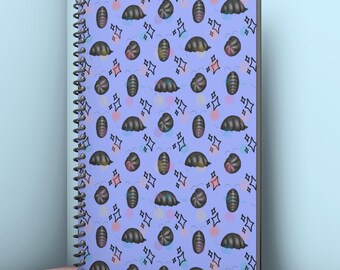 Kawaii Isopod Pattern Notebook, Spiral Ruled Journal, Hand-drawn