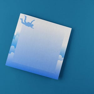 Bloc de notas adhesivas con silueta de paracaidista / Papelería con nubes de cielo