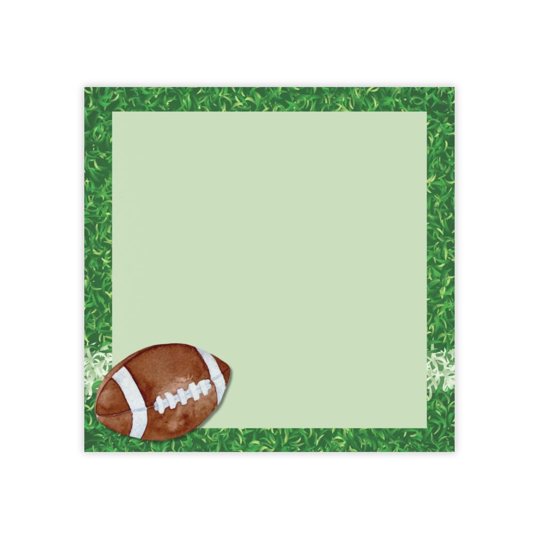 Football Sticky Note Watercolor Football Border Post-it Note Pads | Grassy Sideline Sticky ...
