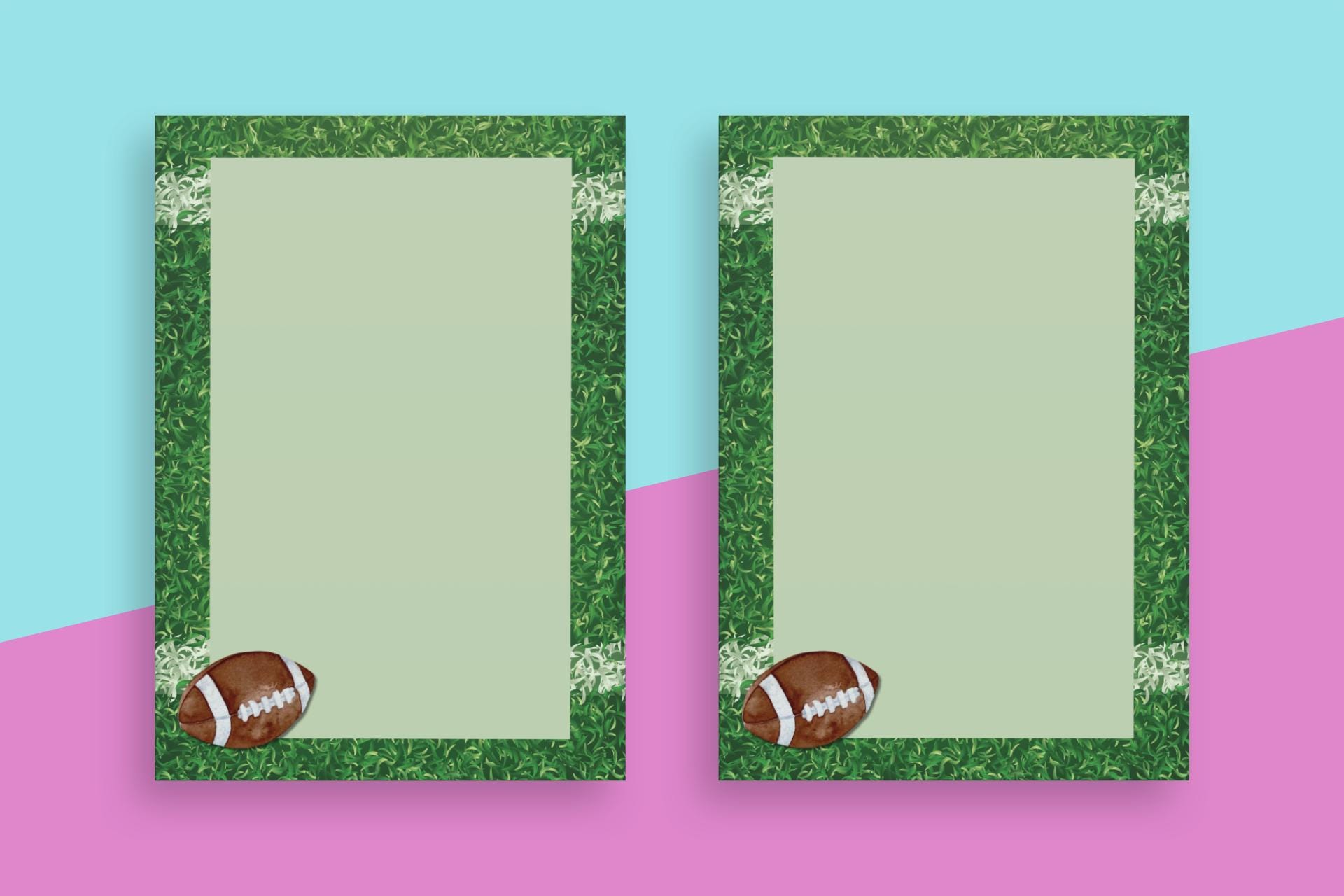 Football Sticky Note Watercolor Football Border Post-it Note Pads | Grassy Sideline Sticky ...
