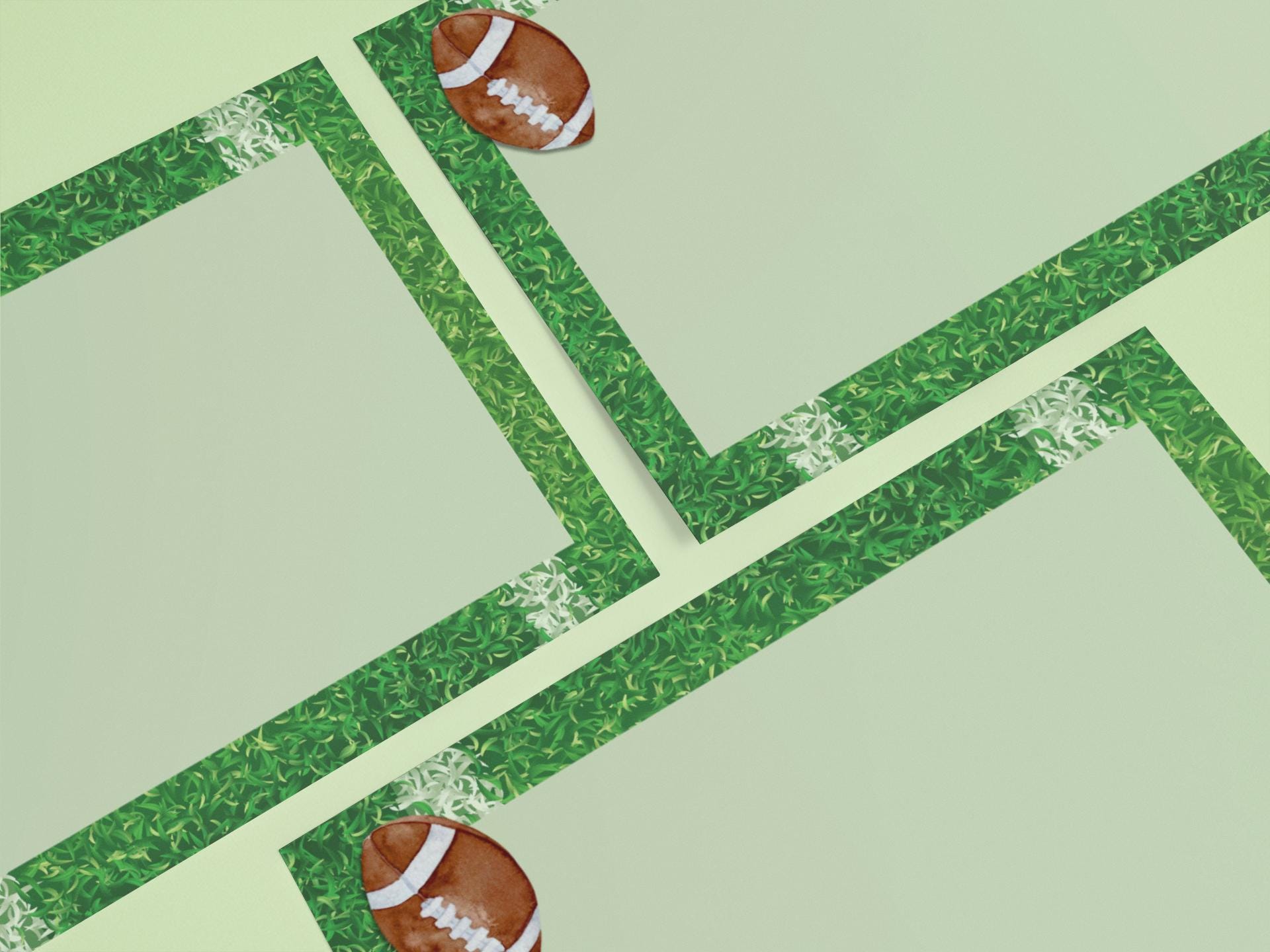 Football Sticky Note Watercolor Football Border Post-it Note Pads | Grassy Sideline Sticky ...