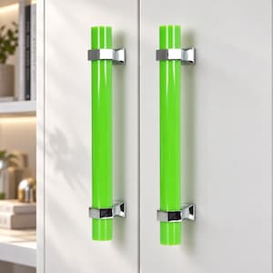 Green Acrylic Drawer Pulls ,Custom Hole Spacing Cabinet Hardware, Kitchen Door Handle, Furniture Pull