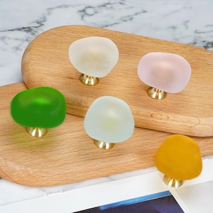 Frosted Pebble Cabinet Knobs, Irregular Stone  Drawer Pulls, Brass Dresser Knob, Cabinet Hardware,