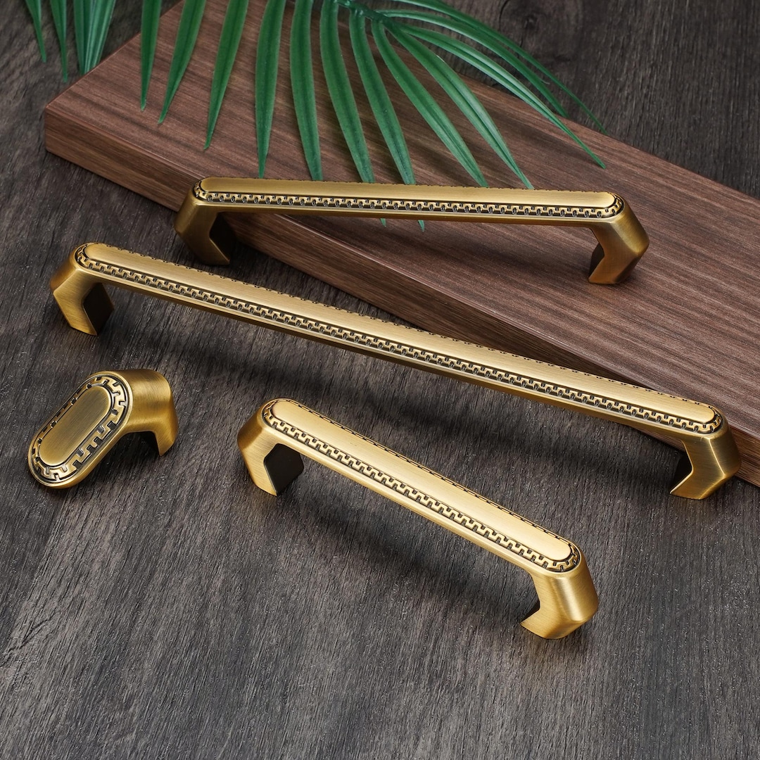 Antique Brass Kitchen Cabinet Pull Handle ,solid Drawer Knobs Pulls ...