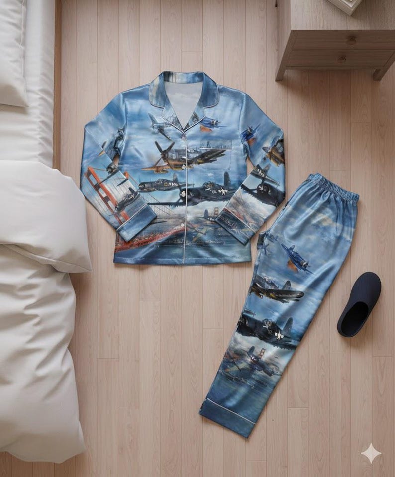 Vought F4U Corsair Pajamas, WWII Fighter Aircraft Sleepwear, Aviation ...