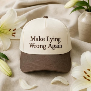 Make Lying Wrong Again Embroidered Statement Cap, Retro Satire Baseball Hat, Political Dad Hat
