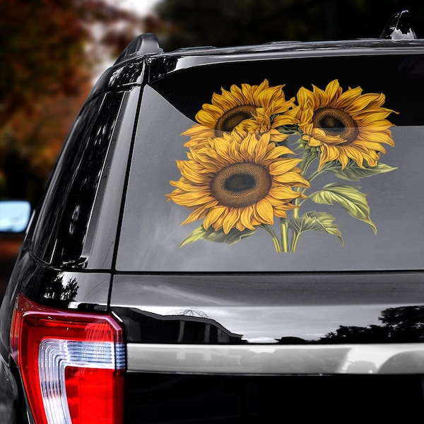 Yellow Sunflower Waterproof Sticker Car Window Decal Laptop Water Bottle Vinyl