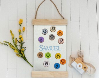 Set with Name: Modern Hanging Chore Chart & Magnets