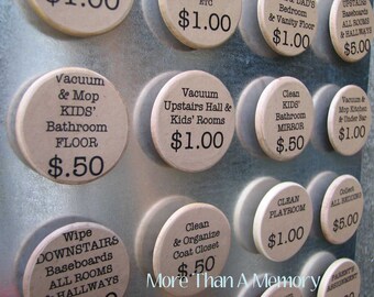 Set of (15) Chore Magnets: Custom Chore Chart System